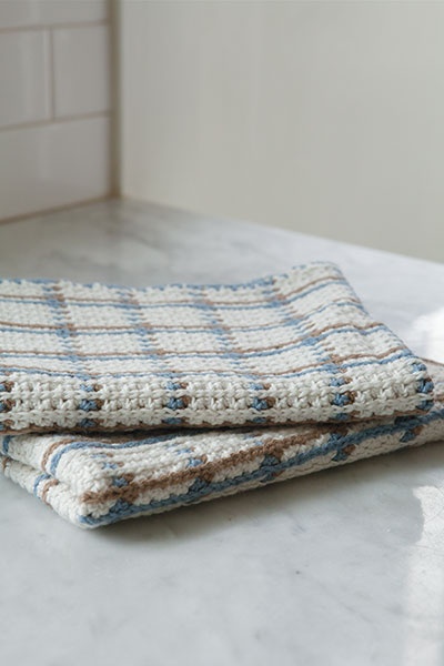 Petit Checks in Ash Grey Crochet Kitchen Towel