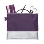 Colorblock Zippered Pouch - Purple & Silver