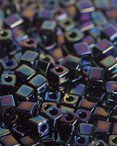 Square Seed Beads - Opaque Rainbow Black