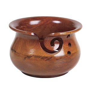 Dark Brown Mango Wood yarn bowl