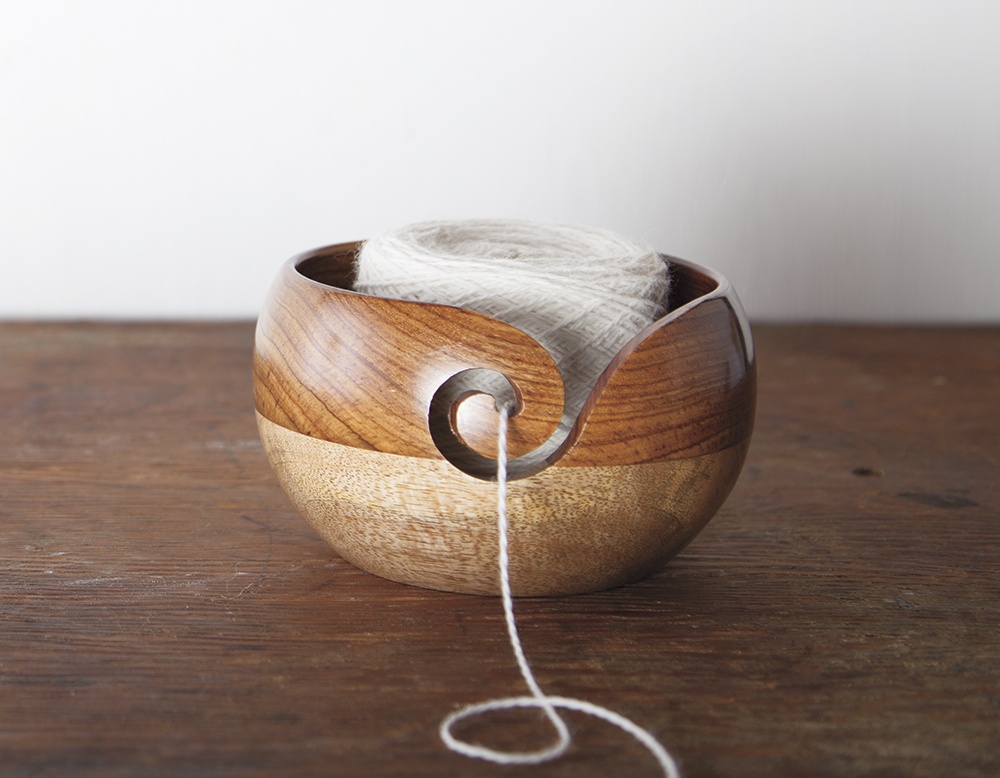 large size wood knitting yarn bowl