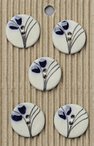 Handmade Stoneware Buttons - Blue Flower