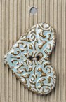 Handmade Stoneware Buttons -  Large Teal Heart