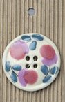Handmade Stoneware Buttons - Pink Flowers