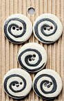 Handmade Stoneware Buttons - Black & White Swirl 