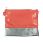 WeCrochet Zippered Pouch - Coral & Sparkle Silver