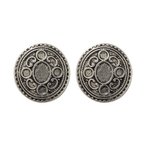 Metal Buttons - Silver Oval Scroll 