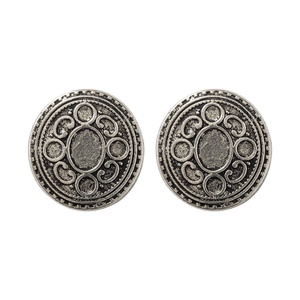 Metal Buttons - Silver Oval Scroll