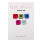 Faux Suede Solid Heart Square Tags - Colorful