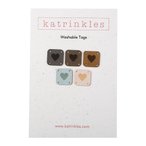 Faux Suede Solid Heart Square Tags - Neutrals