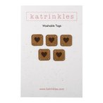 Faux Suede Solid Heart Square Tags - Medium Brown