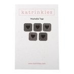 Faux Suede Solid Heart Square Tags - Grey