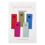 Faux Suede Solid Heart Fold Over Tags - Colorful