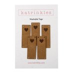 Faux Suede Solid Heart Fold Over Tags - Medium Brown
