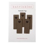 Faux Suede Solid Heart Fold Over Tags - Dark Brown