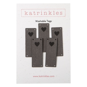 Faux Suede Solid Heart Fold Over Tags - Grey
