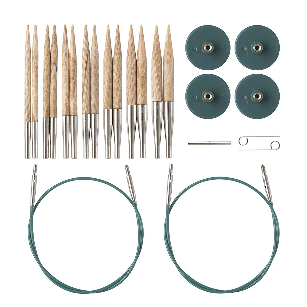 Knit Picks Try It Wood and Metal Interchangeable Knitting Needle Set - US 6  and 7 (Sunstruck)