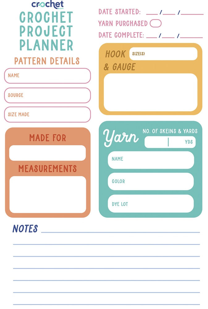 Crochet Project Planner Sticky Note Pad - Stay Organized for Free Printable Crochet Project Planner