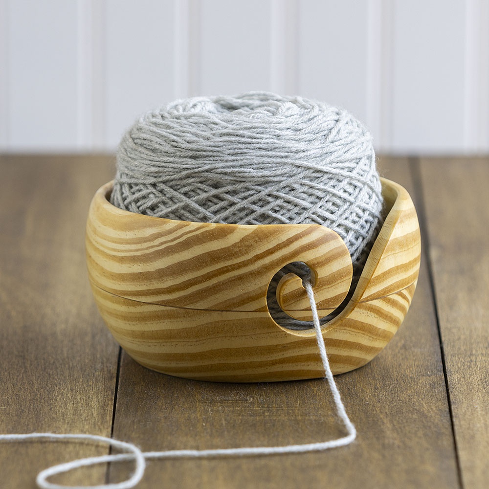 Large Wood Yarn Bowl 5x7 Inches - Pine Wood Crochet Bowl With Unique Design For Knitting Storage
