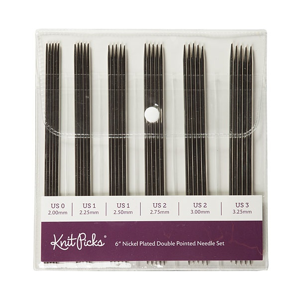 Knit Picks 6 inch Nickel Plated Double Pointed Knitting Needle Set