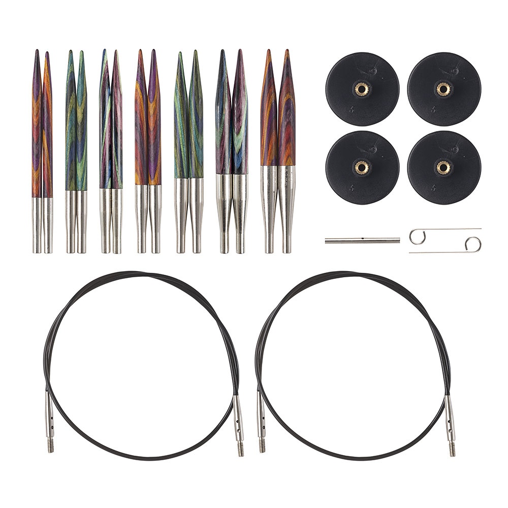 Knit Picks options 2-3/4 Short Tip Interchangeable Wood Knitting Needle Set (Mosaic)