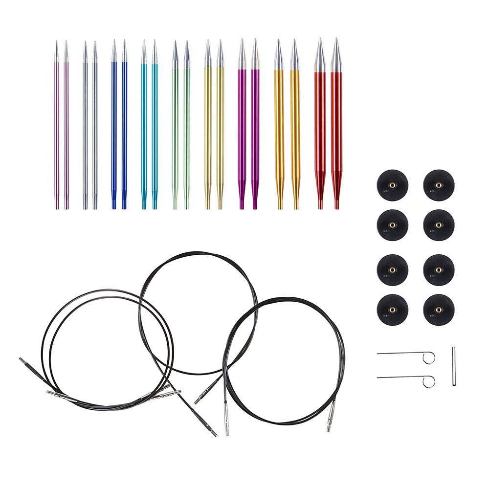 INTERCHANGEABLE - KNITTING NEEDLE SET - METAL - 13 NEEDLES + CASE —   - Yarns, Patterns and Accessories