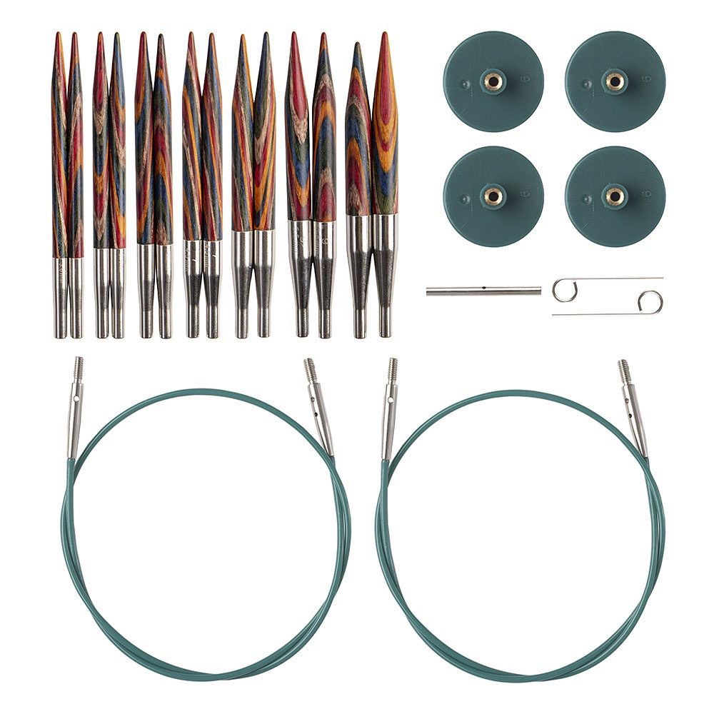 Options Interchangeable Rainbow Wood Circular Knitting Needle Set