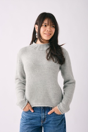 Basic Rolled Neck Sweater Knitting Pattern