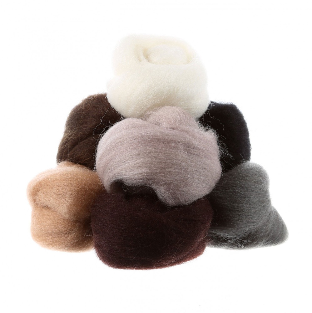 Wool Roving Assortment Neutrals