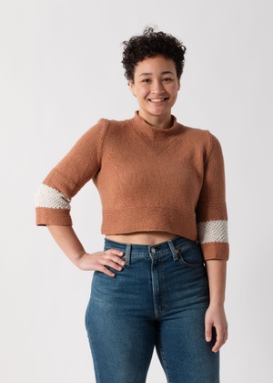 【2plan】Bijin cube linen knit Organic Linen Cotton Crew Neck Box-Top | EILEEN FISHER