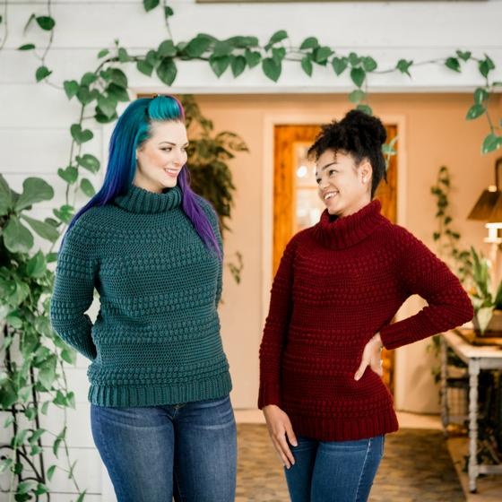 cranberry turtleneck