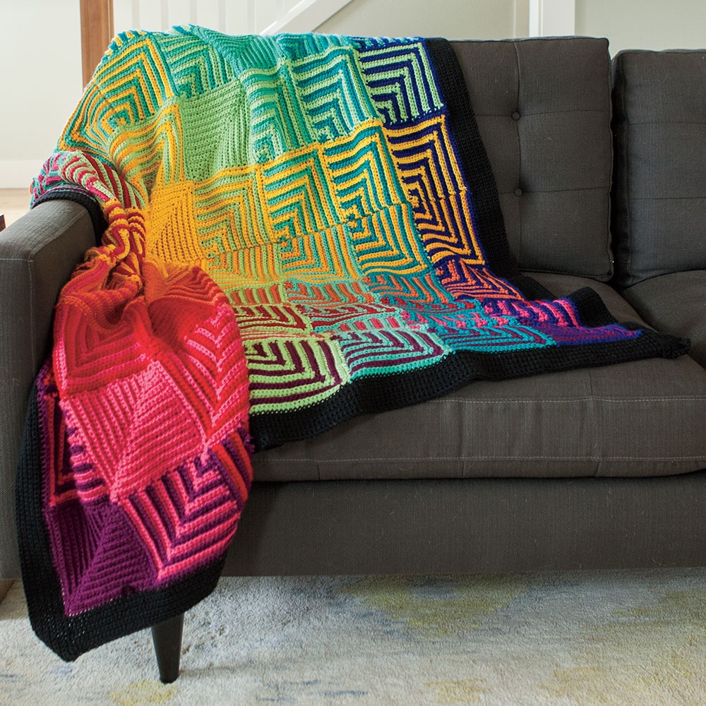 Crochet Rainbow Hut Afghan Kit