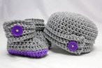 Buttoned Up Baby Booties and Beanie 