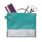 Colorblock Zippered Pouch - Teal & Silver