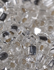 5/0 Triangle Seed Beads - Clear w/Silver Lining