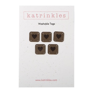 Faux Suede Solid Heart Square Tags - Dark Brown