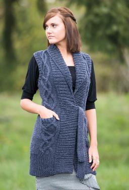 Tie Front Cabled Tunic Vest - Knitting Patterns and Crochet Patterns ...