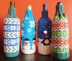 Holiday Wine Bottle Sweaters - Knitting Patterns